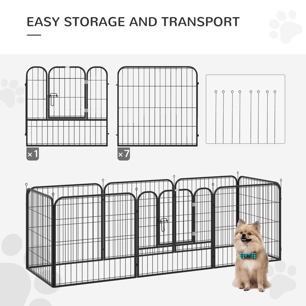PawHut Dog Pen 8 Panels Puppy Pen Heavy Duty Pet Playpen for Indoor Outdoor for Dogs, Rabbits, Ducks 80cm High