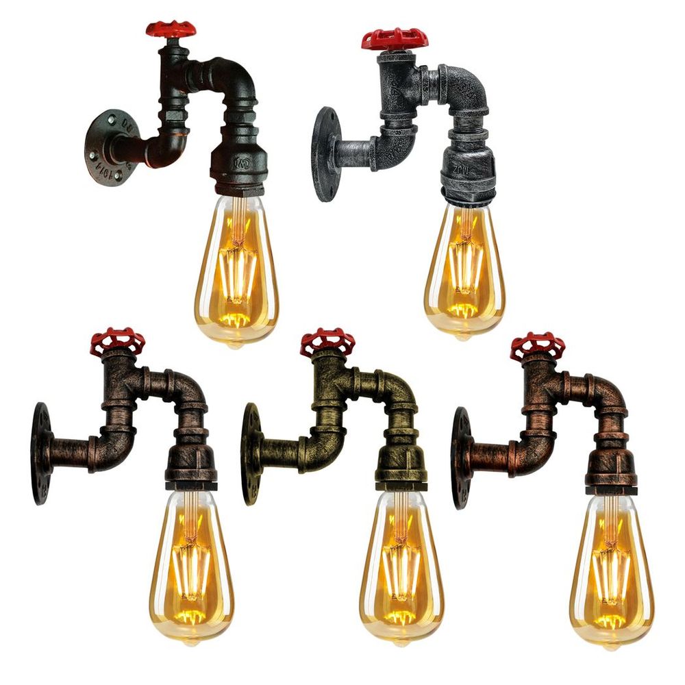 Industrial E27 Rustic Water Pipe Wall Light Fitting Industrial Sconce~2886