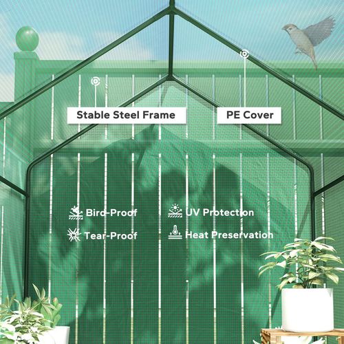 Outsunny Walk in Greenhouse w/Shelves Steeple Grow House 120 x 186 x 190 cm
