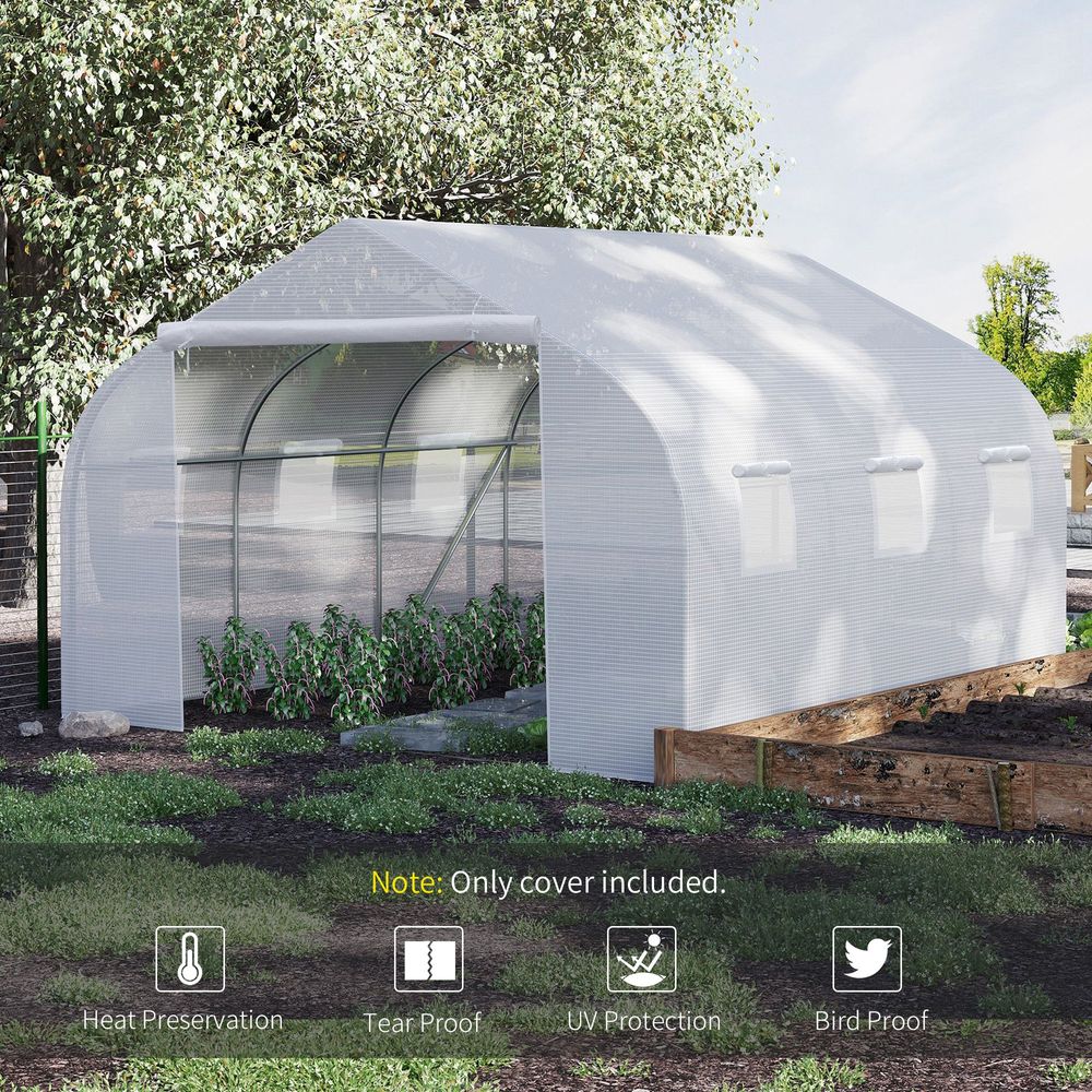 Premium White PE Greenhouse Cover Replacement - Durable & Weatherproof - Ideal for All Gardeners - 4.5x3x2m