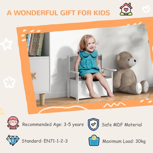 AIYAPLAY 2 in 1 Toy Box for Kids with Safety Lid for Bedroom, Nursery