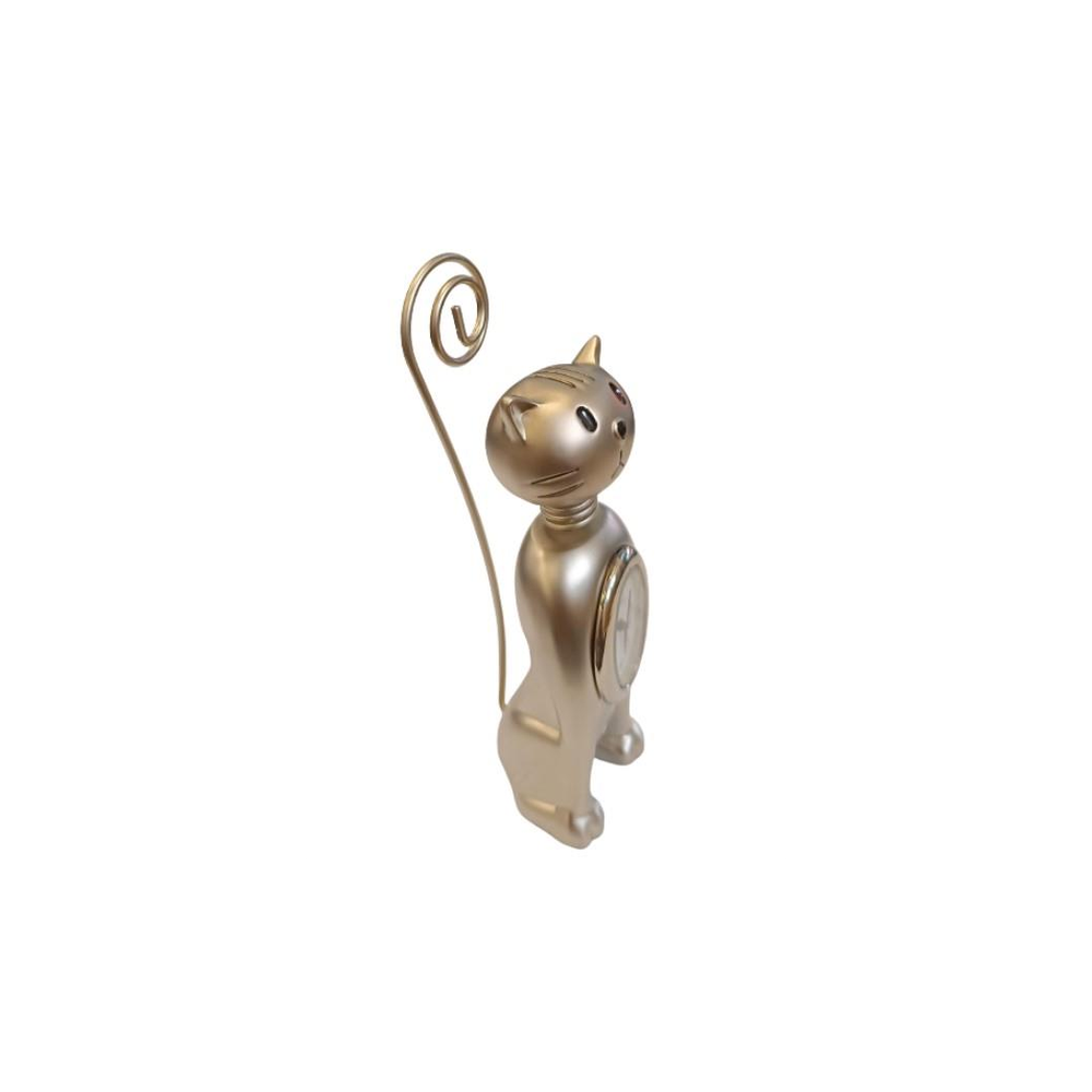 Miniature Clock Silver Plated Cat IMP1081S - CLEARANCE NEEDS RE-BATTERY