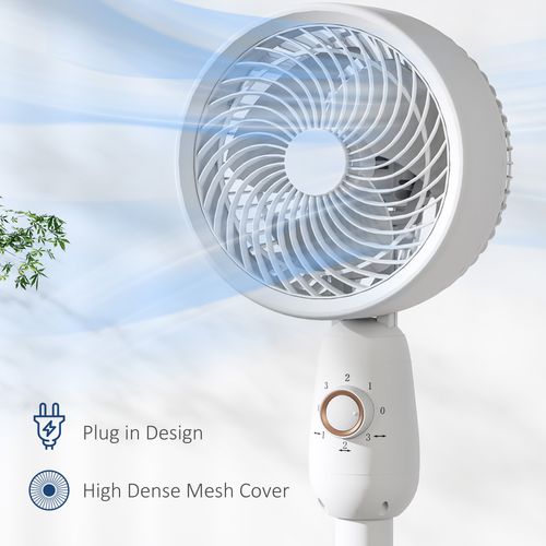 HOMCOM Pedestal Fan for Bedroom, Powerful Air Circulator with 3 Speed, White