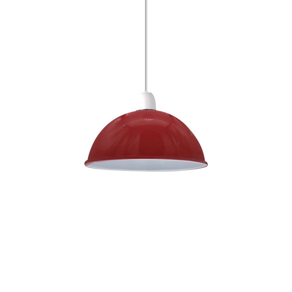 Vintage Burgandy Industrial Dome Lamp Shade - Easy Fit - Metal E27 Light Fitting - 60W - Ceiling Pendant Wall Light