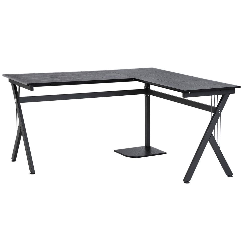 HOMCOM L Shaped Gaming Desk, 155 x 130cm Corner Computer Desk with CPU Stand for Home Office, Study Workstation, Black
