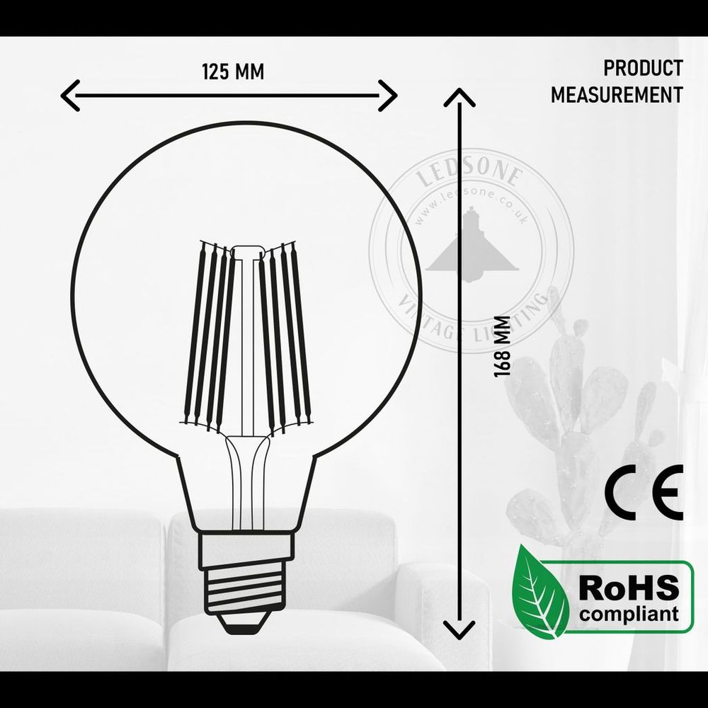 5 Pack E27 LED Edison Dimmable Vintage Amber Glass Warm white 2700K Light Bulbs