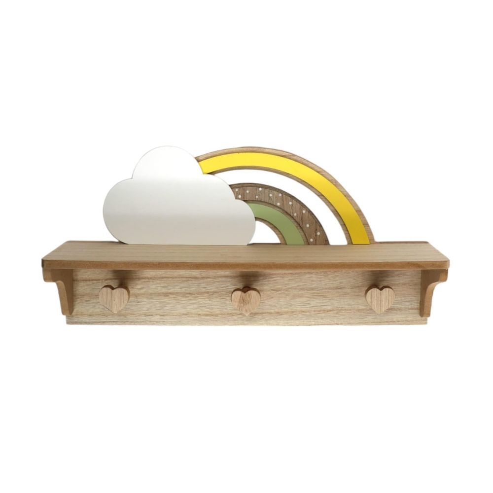 Rainbow and Cloud Shelf with Hooks