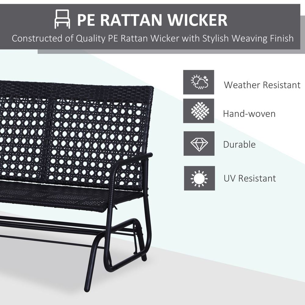 Premium 2 Seater Wicker Glider Bench: Patio Garden Armchair for Ultimate Relaxation
