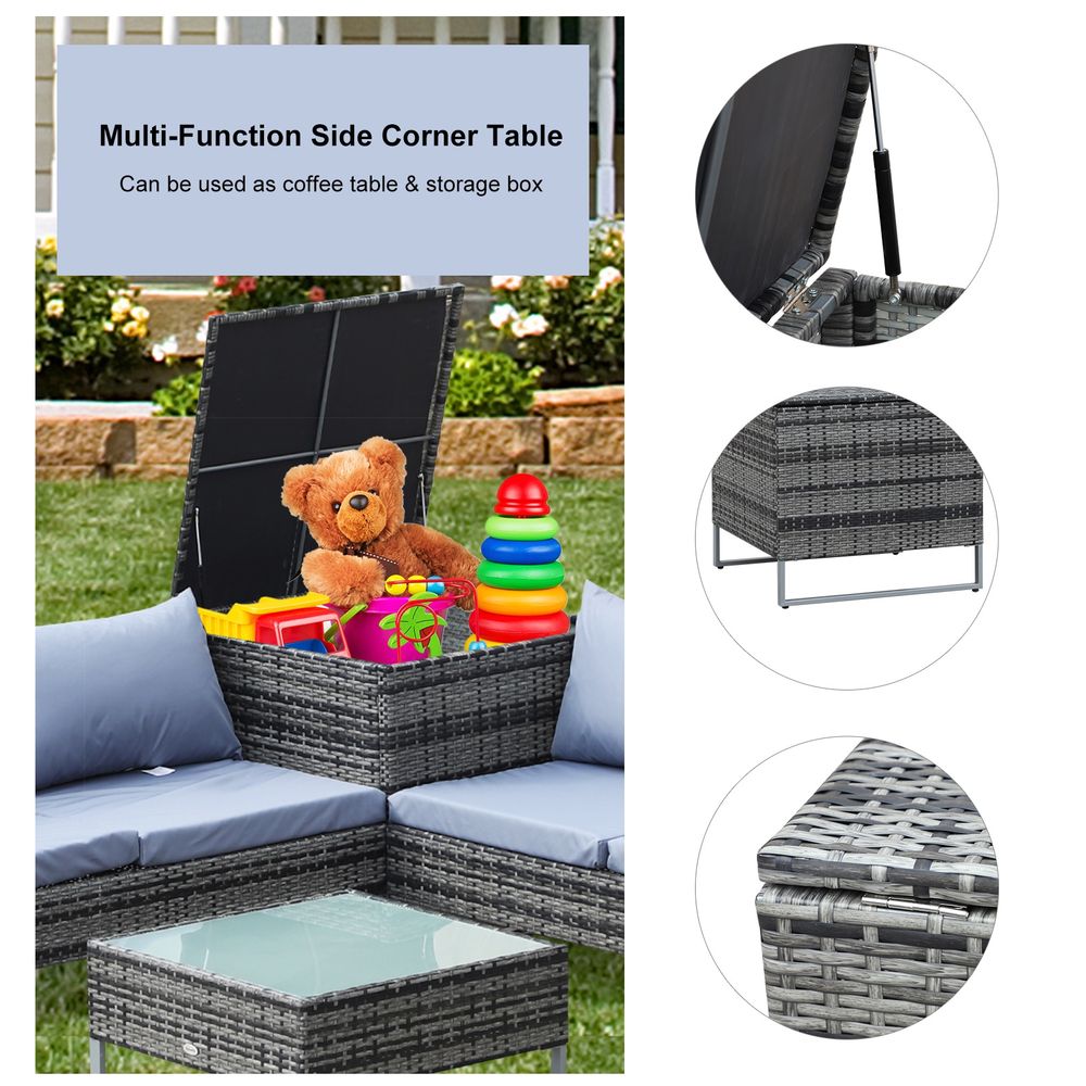 Outdoor Rattan Furniture Set | 4-Piece | PE Rattan | Mixed Grey