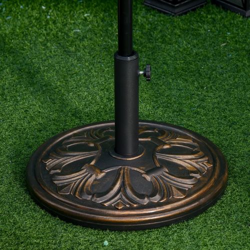Outsunny 13KG Round Parasol Base Heavy Duty Cement Stand Umbrella Holder Bronze