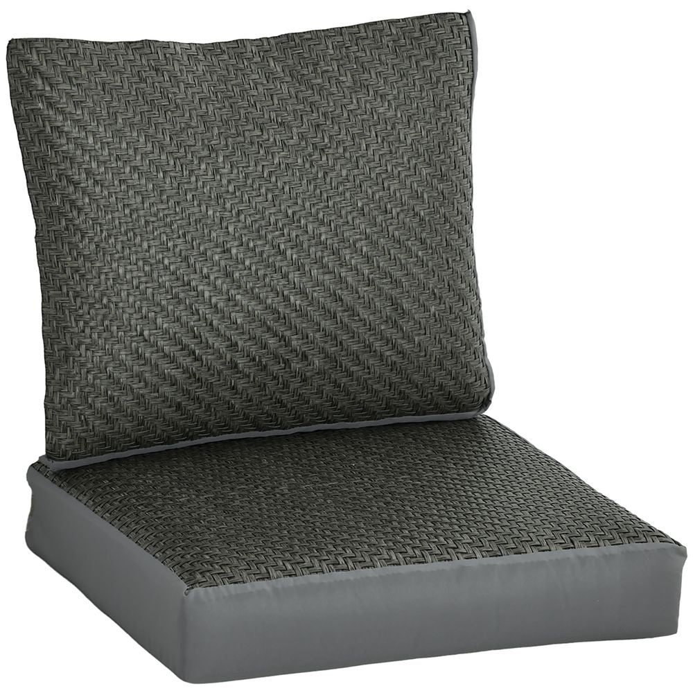 Enhance Outdoor Seating: Outsunny Set of 2 Seat Cushions with PE Rattan Cover - Grey