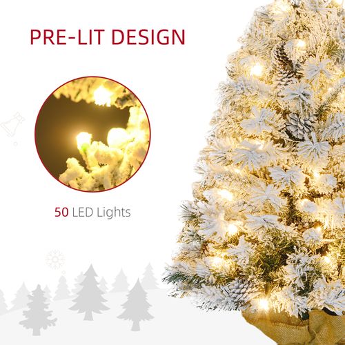 HOMCOM 3ft Artificial Christmas Tree with LED Light, Concrete Base