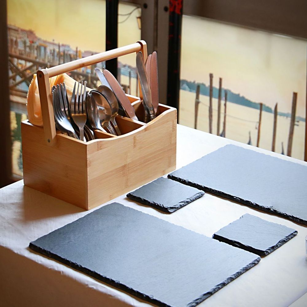 Bamboo Utensil Holder | M&W | Durable, Sustainable, 4 Compartments | Perfect for Indoor & Outdoor Use