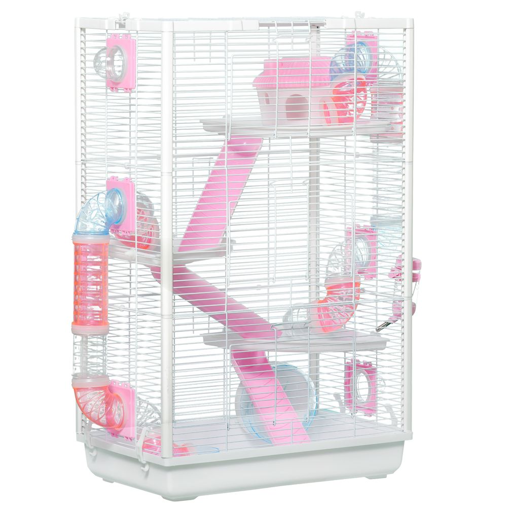 PawHut Hamster Cage - Tubes, Gerbilarium w/ Detachable Bottom, Ramps