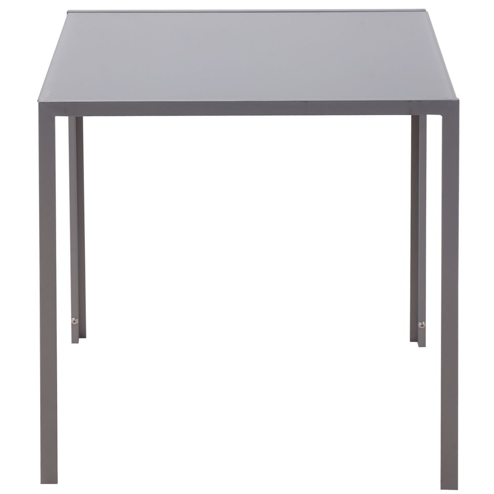 HOMCOM Modern Square Dining Table, Seats 4, with Glass Top & Metal Legs for Dining Room, Living Room, Greyare Design with Tempered Glass & Metal Legs