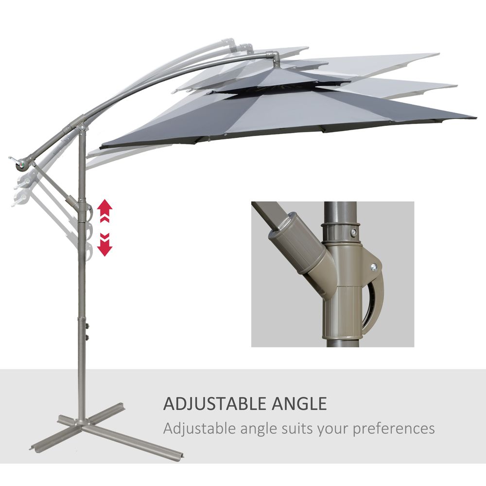 Premium Dark Grey Banana Parasol Umbrella - 2.7m Cantilever Handle. Steel Frame. Sturdy & Stylish. Shade & Comfort.