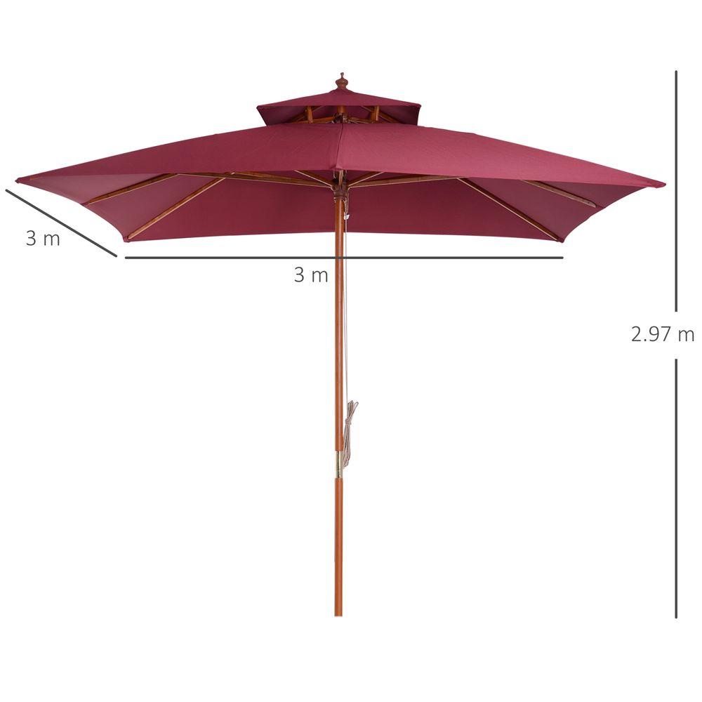 Premium 3m Bamboo Patio Umbrella - Wine Red. Superior Quality. Stylish and Durable. Perfect for Outdoor Living.