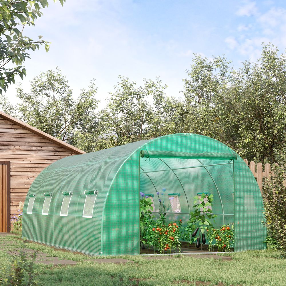 Outsunny Polytunnel Walk-in Greenhouse with Zip Door and Windows - Superior Quality Greenhouse for Optimal Plant Growth