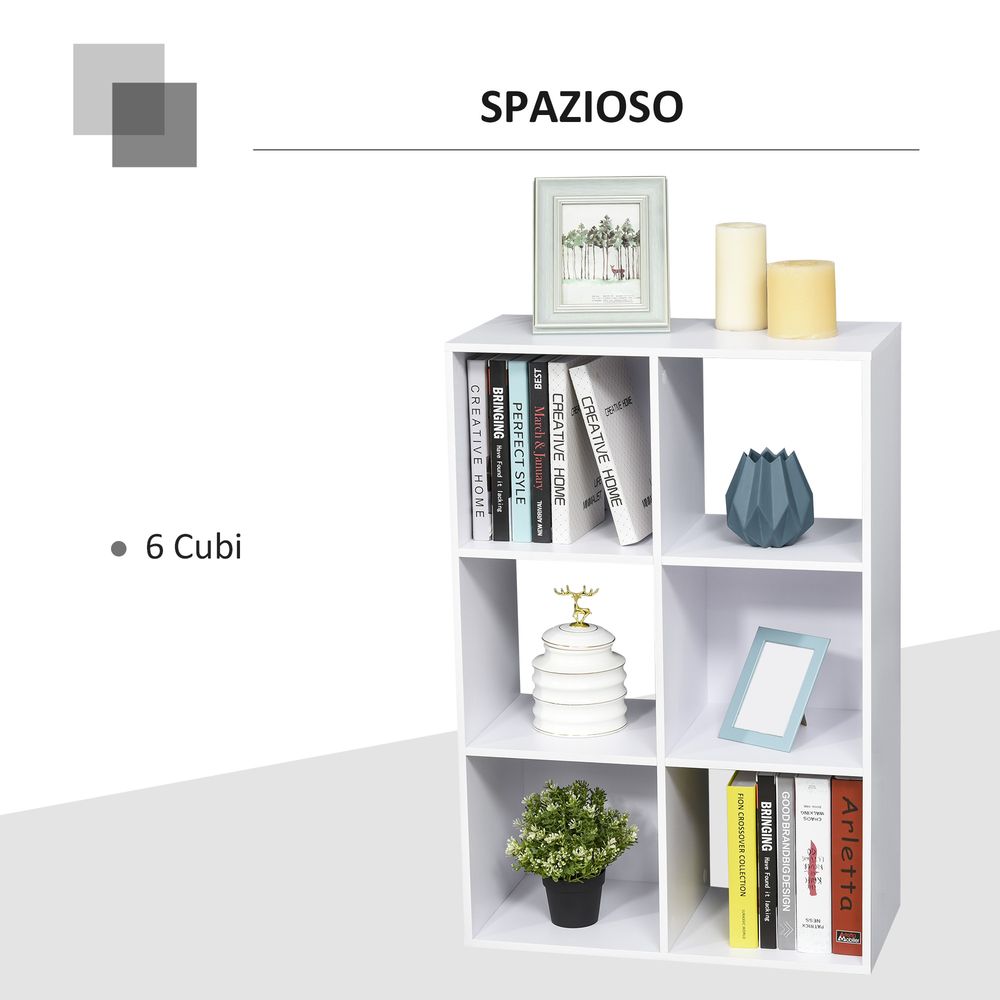 HOMCOM 3-tier 6 Cubes Storage Unit Particle Board Cabinet Bookcase Organiser Home Office Shelves White
