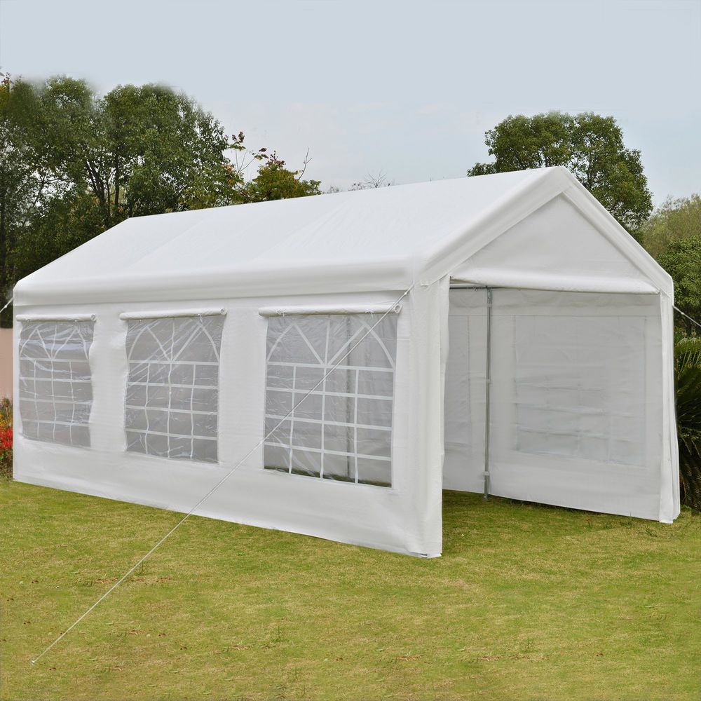 Premium 20x10 Car Tent | Outdoor Canopy Shelter | Water-Resistant | White