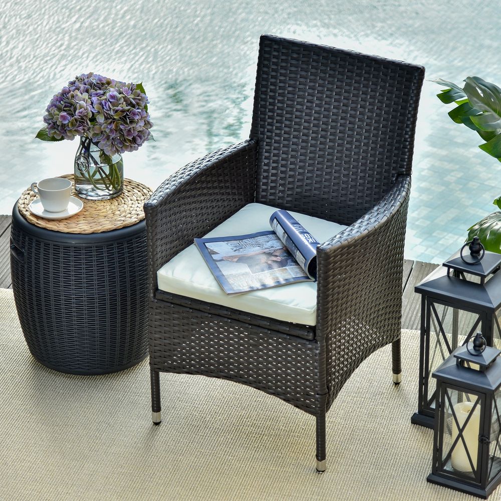 Outdoor Rattan Chair Set - 2PC Dark Coffee - Comfort & Style