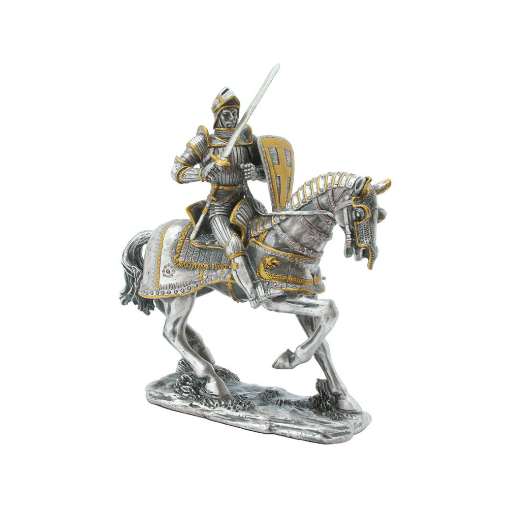 Knight With Armoured Horse (hand-cast statue sculpture) 10cm Height
