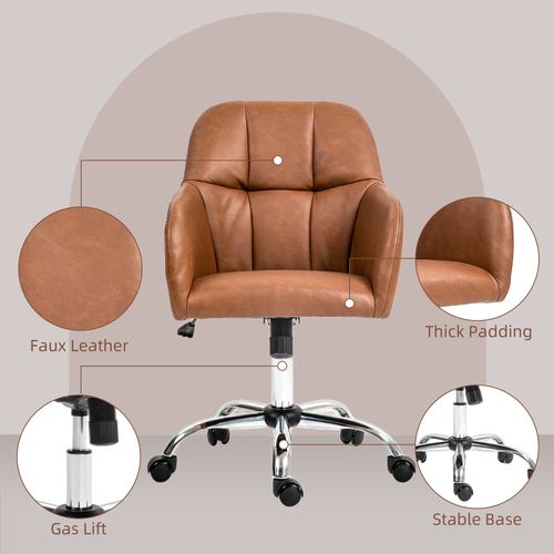 HOMCOM Computer Desk Chair with PU Leather, Swivel Wheels
