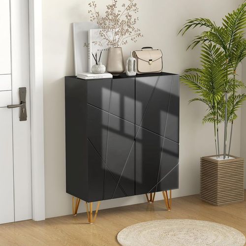 HOMCOM Shoe Storage Cabinet with Soft-Close Hinges and Adjust Shelves