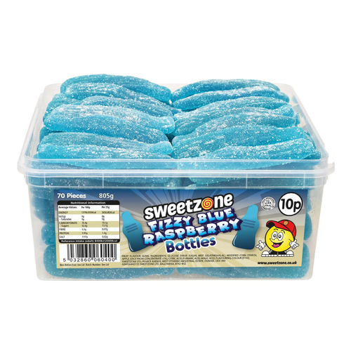 10p Blue Raspberry Bottles 805g Tub Sweets