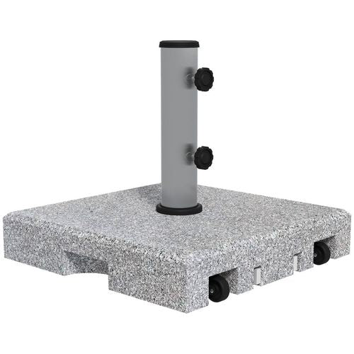 Outsunny 28kg Heavy Duty Granite Parasol Base with Wheels, Retractable Handle