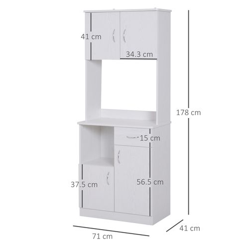 Kitchen Cabinet Storage W/Particle Board, 71W x 41D x 178Hcm-White Oak