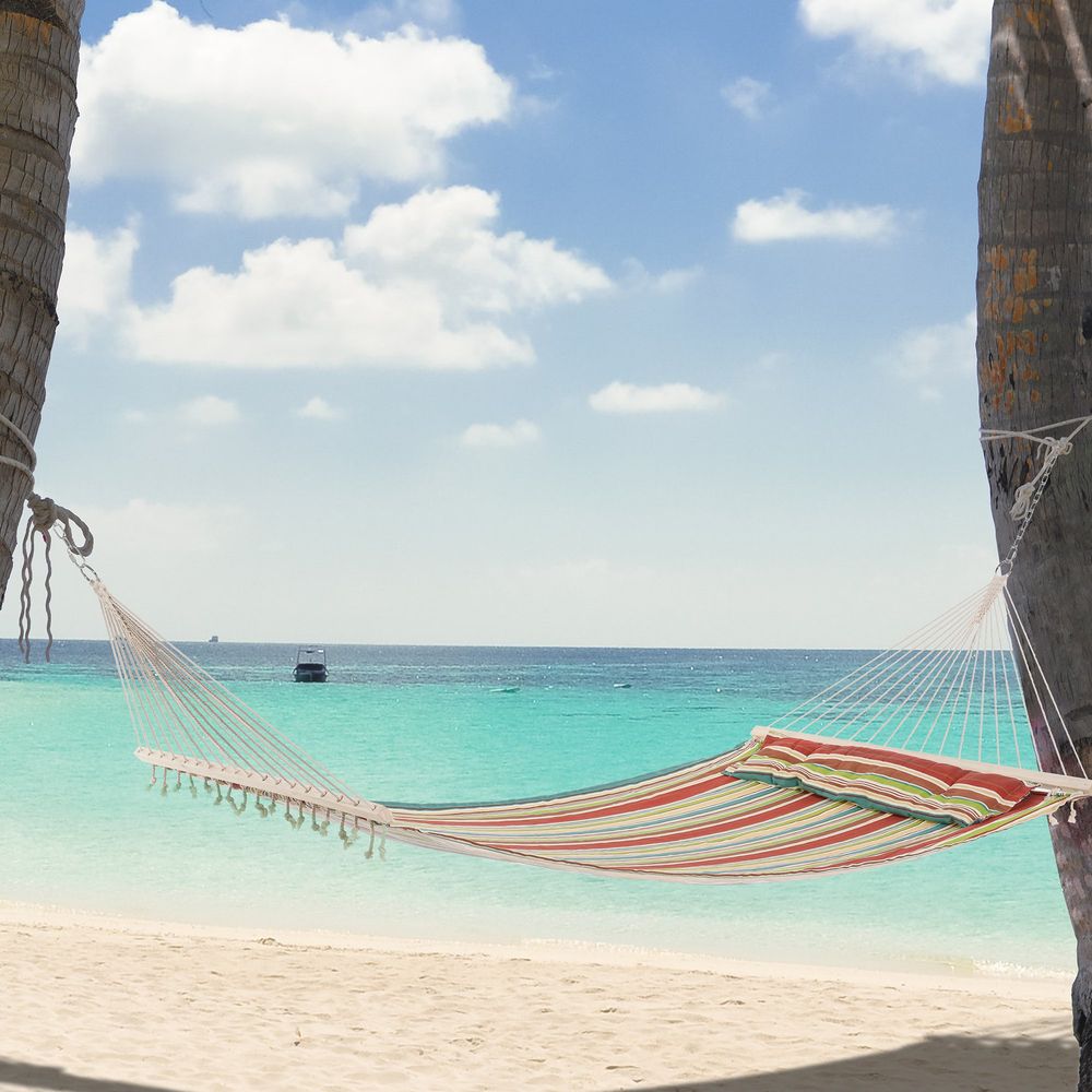 Outdoor Double Hammock Swing Bed - Premium Cotton with Pillow