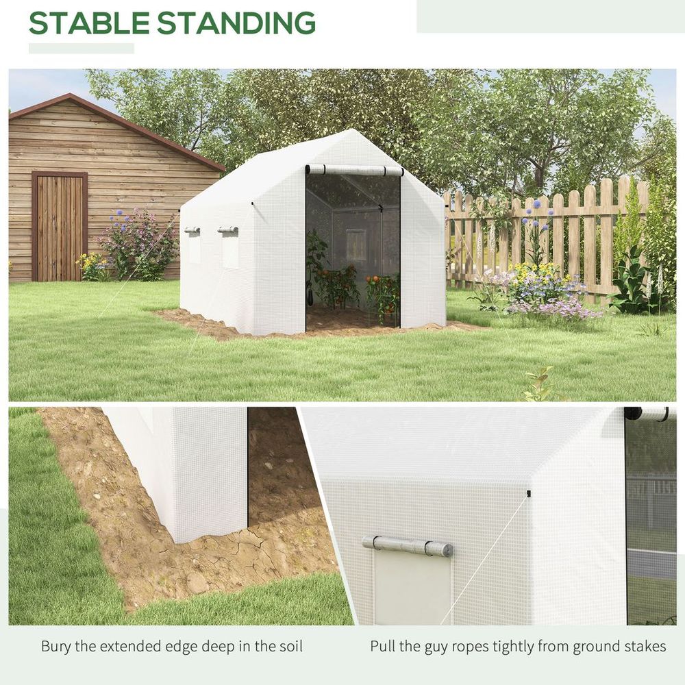 Premium Outsunny Tunnel Greenhouse - UV-Resistant PE Cover, Wide Door, 2x3(m), White - Extend Growing Season