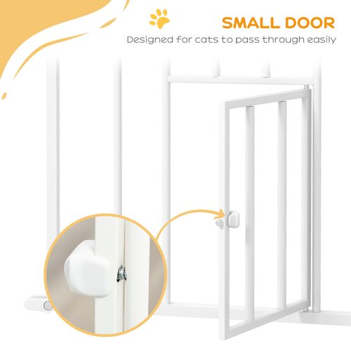 PawHut Extra Tall Dog Gate with Cat Door Auto Close for Stairs 74-101 cm Wide