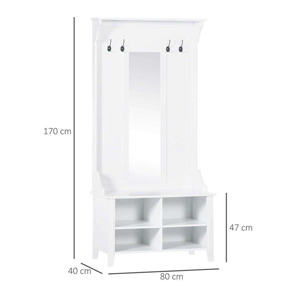 HOMCOM Mirror Cabinet, 80x40x170cm - White