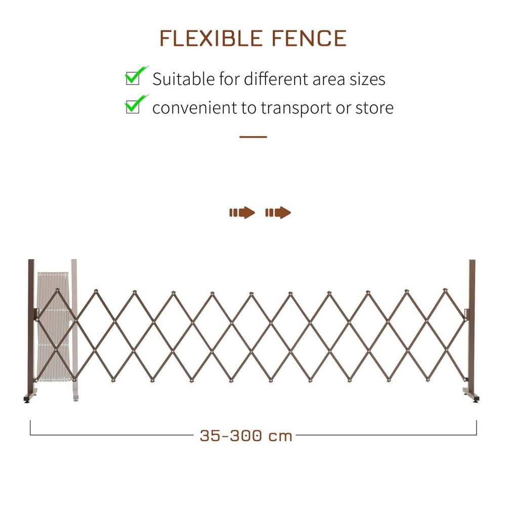 Outsunny Aluminum Fence Panel - Foldable & Movable - Dark Brown - Best Quality