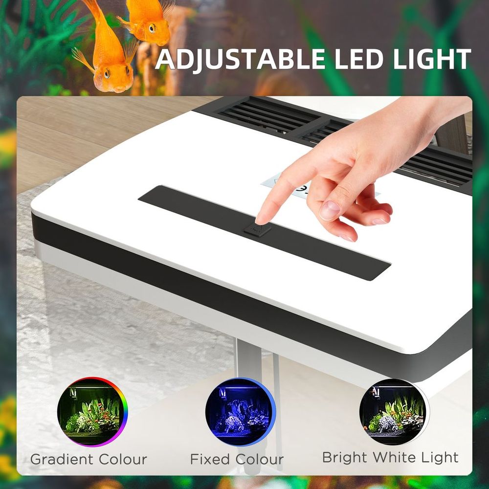 PawHut 28L Glass Fish Tank, Filter, LED Lighting
