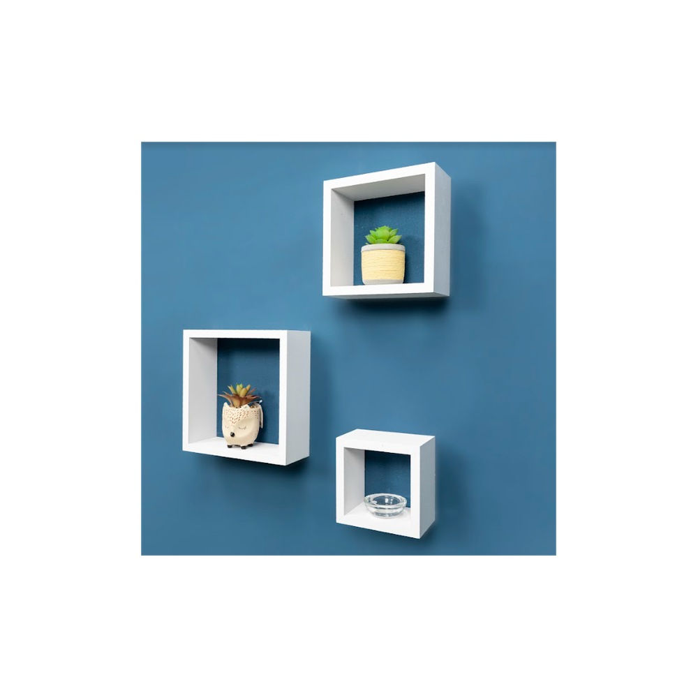 Stylish Set of 3 Cube White Floating Wall Shelf - Best Quality, Expert Craftsmanship