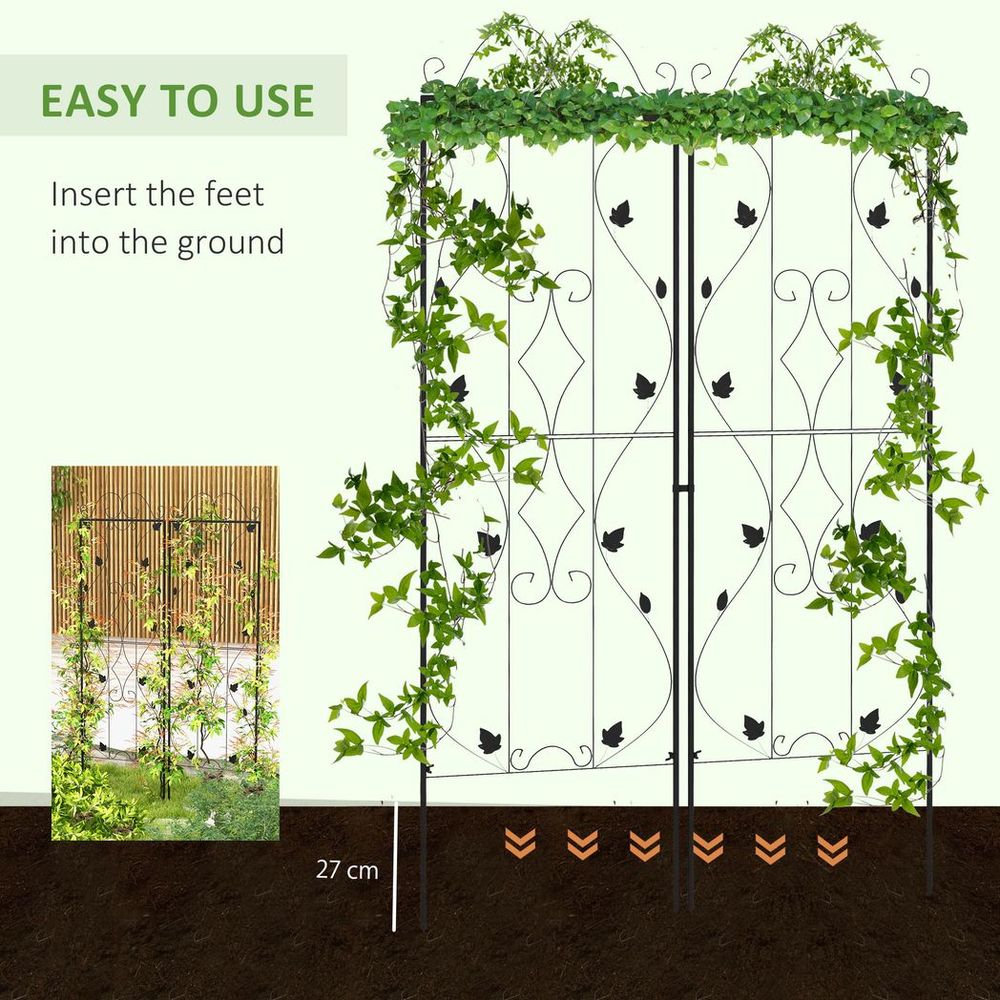 Premium Outsunny Metal Trellis Set - 2-Pack, Leaf Design
