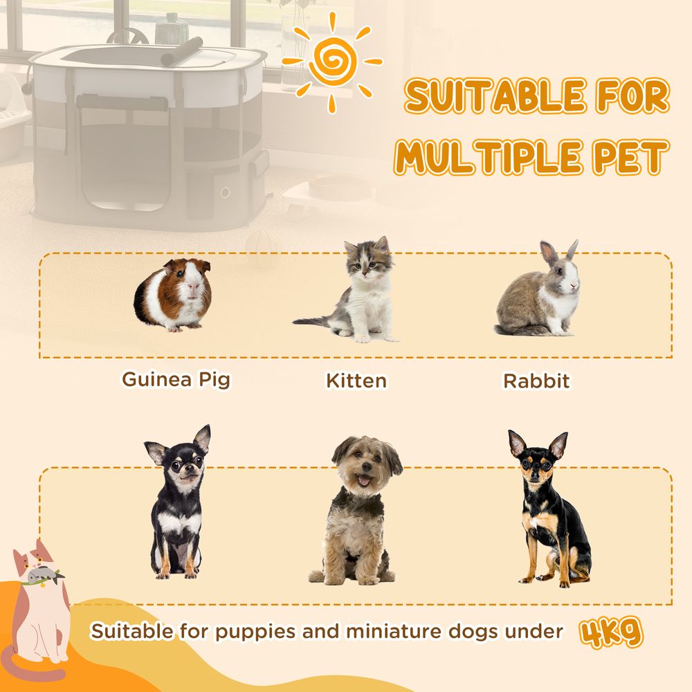PawHut Portable Dog Pen - Puppies, Rabbits, Kittens, Guinea Pigs - Grey