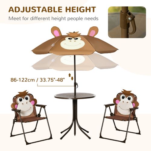 Kids Foldable Four-Piece Garden Set Table, Chairs, Umbrella