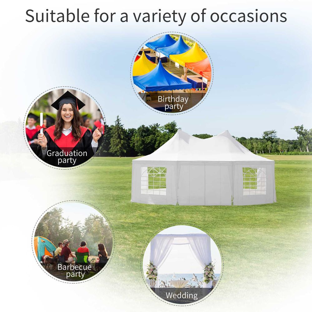 Extra Large Octagonal Party Tent - 6.8m x 5m - High Quality & Waterproof - Ideal for Weddings and Events