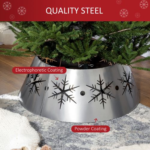 HOMCOM Christmas Tree Base Cover with Hollow Snowflake Patterns Xmas Decoration