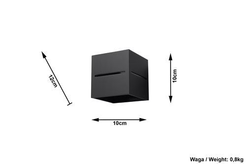 Wall Lamp LOBO Black Up/Down Square Shape Modern Loft Design G9