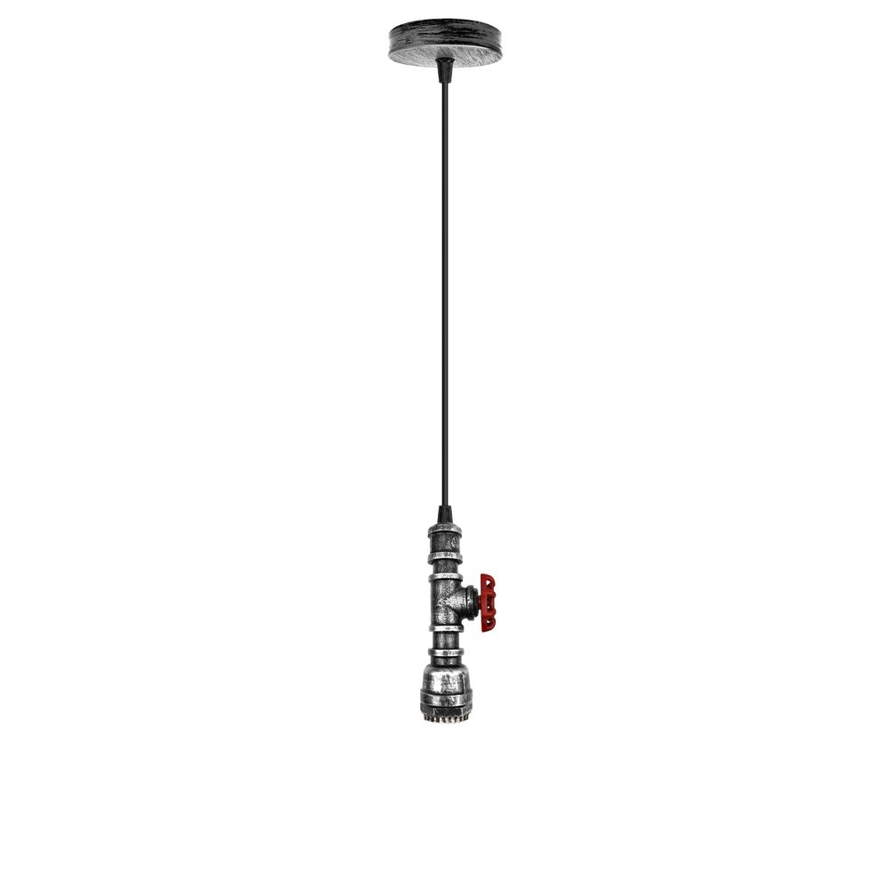 Vintage industrial metal pendant pipe light E27 fitting 95cm adjustable cable