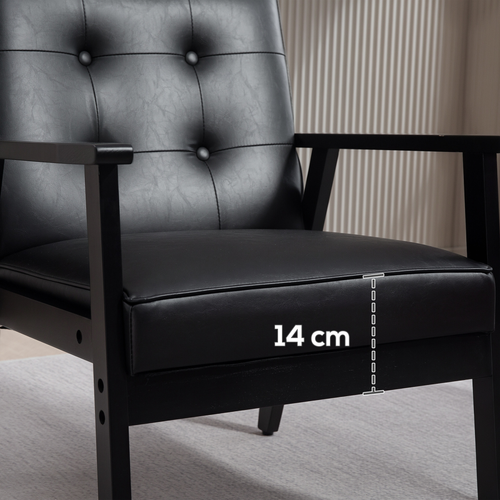 HOMCOM Accent Chair PU Leather Armchair with Armrests for Living Room Black