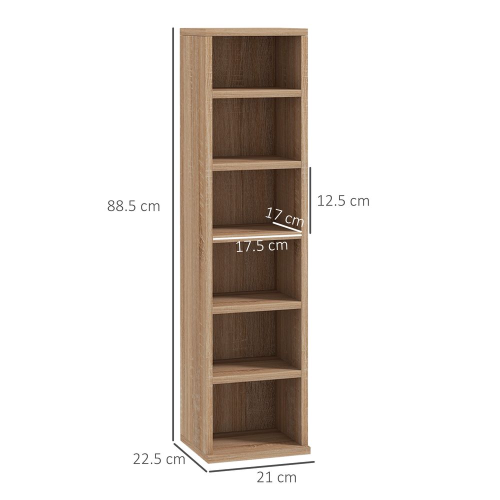 HOMCOM Set of 2 CD Media Display Shelf Unit Tower Rack Adjustable, Natural