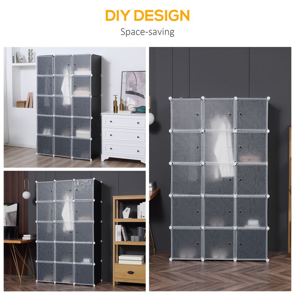 DIY Portable Wardrobe Closet, 111L x 47W x 183Hcm-Black/White