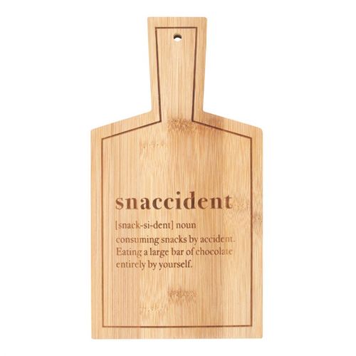 لوح تقديم من الخيزران بعبارة "Snaccident"