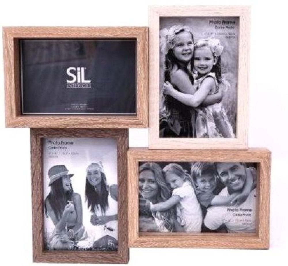 Premium Wooden Quad Photo Frame - Holds 4x6 and 6x4 Photos - 31cm